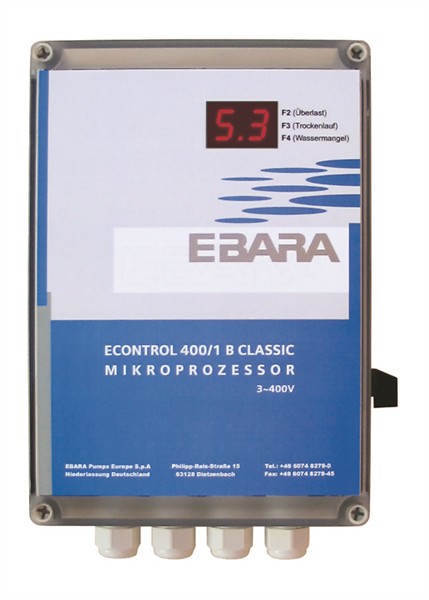 EINZEL - PUMPENSTEUERUNG PS1-LCD N 400 V mit Motorschutzschalter Level